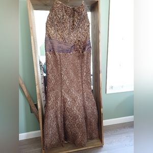 Jovani Strapless Evening Gown - Copper/Brown - Size 14